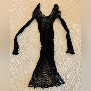 Black Mesh Long Sleeve Top